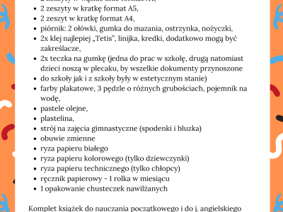 Wyprawka dla 5-latków, 6-latków i klasy I