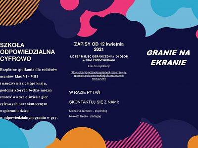 Szkoła odpowiedzialna cyfrowo – spotkania dla rodziców