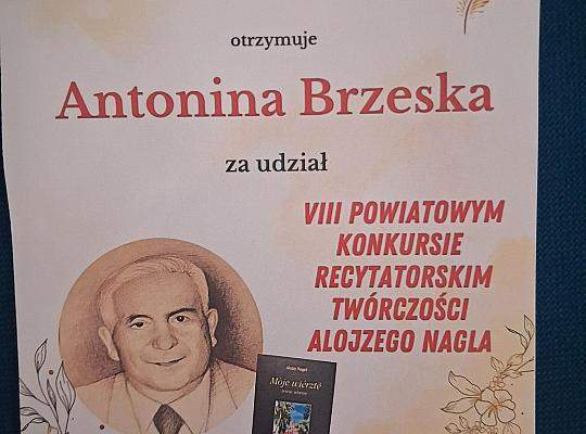 VIII Powiatowy Konkurs Recytatorski Twórczości Alojzego Nagla